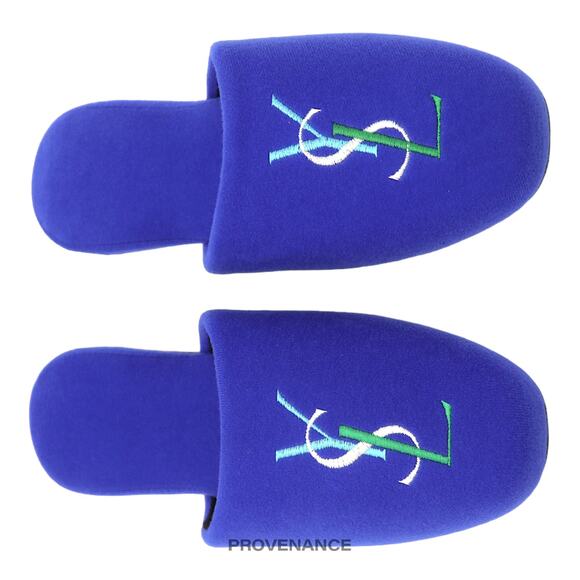 🔴 Yves Saint Laurent YSL Logo Slipper - Blue Velour - Picture 5 of 7